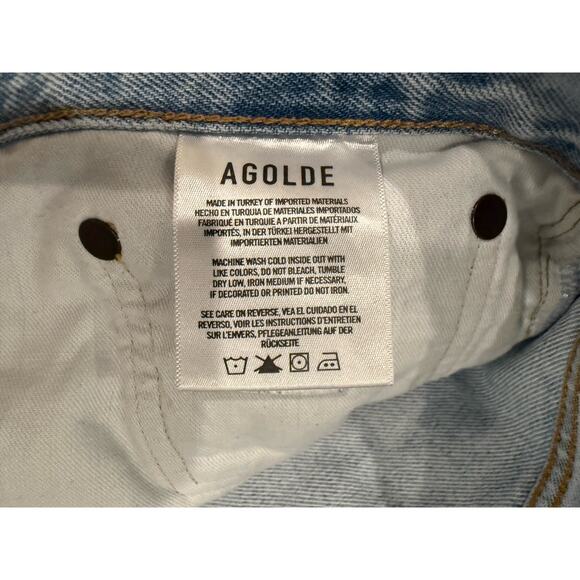 Agolde 90's Mid Rise Loose Fit Jeans Snapshot Size 32 Light Wash Straight Leg - Picture 4 of 5